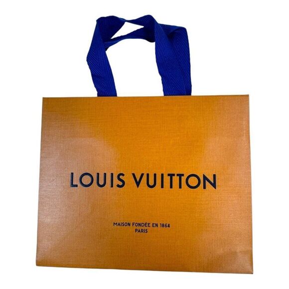 Louis Vuitton Orange Paper Shopping Bag Gift Tote 9" Small Scarf Jewelry Handles - Picture 1 of 6
